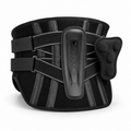 Black 360 degree back support brace with adjustable compression straps