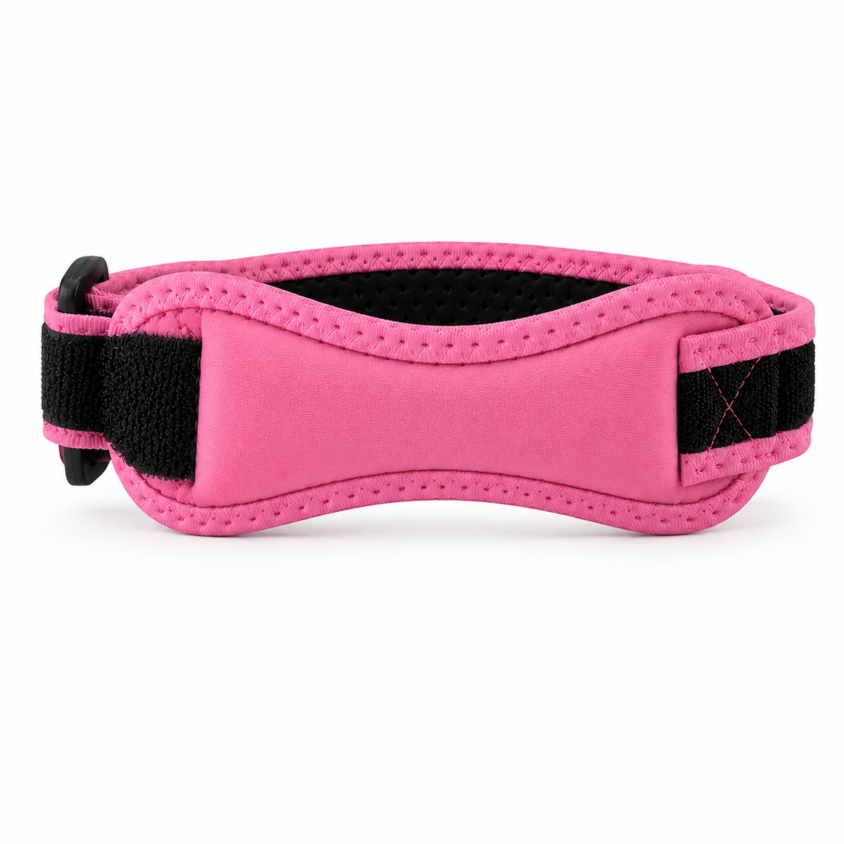 Pink adjustable patella knee strap with targeted support pad