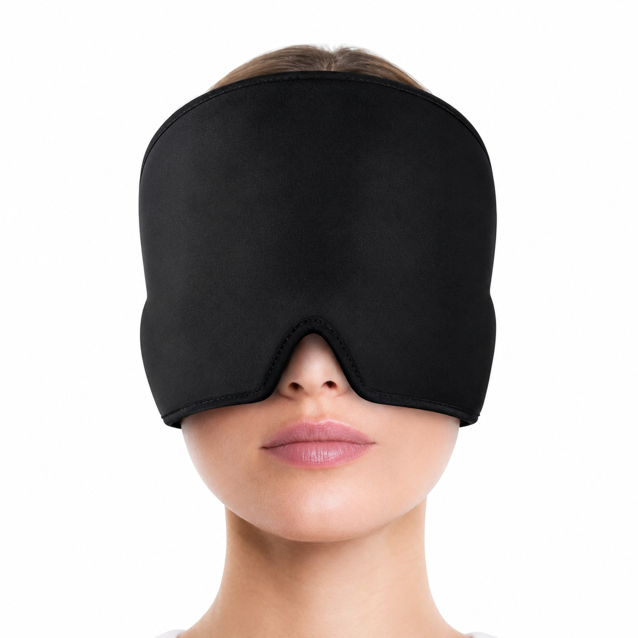 Black cooling migraine relief cap with full-head coverage