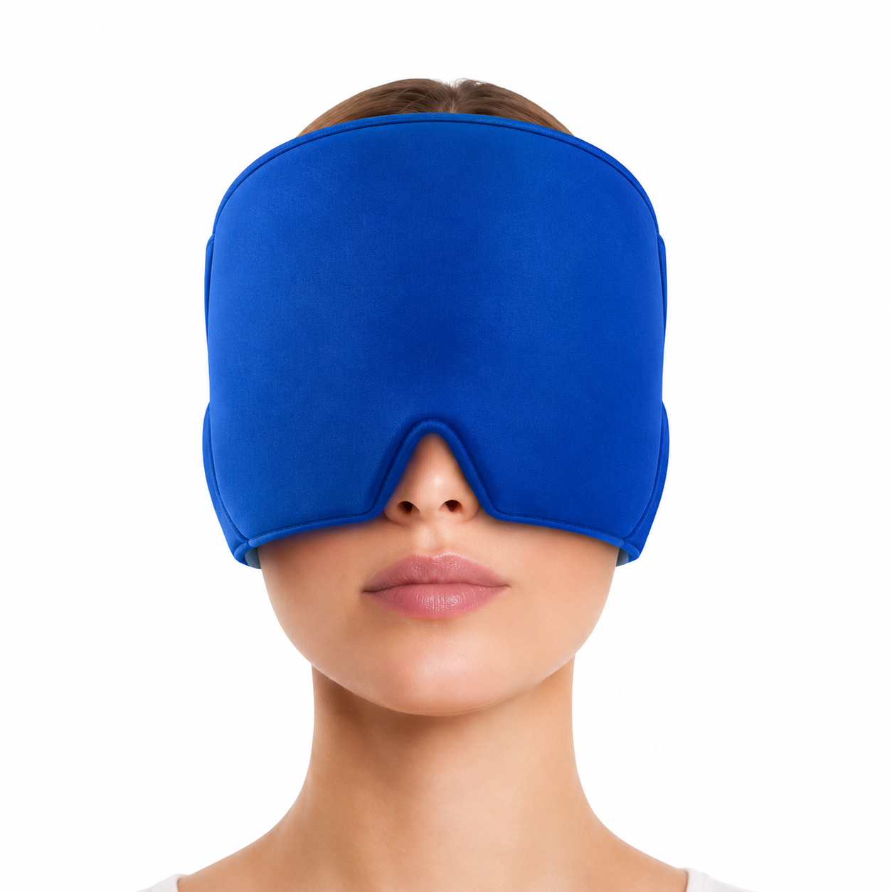 Blue cooling migraine relief cap for hot and cold therapy