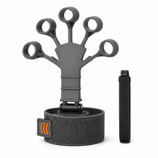 Gray finger resistance trainer with adjustable resistance levels for finger training