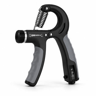 Gray and black adjustable grip strength trainer