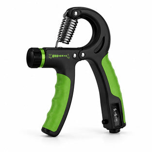 Green and black adjustable grip strength trainer