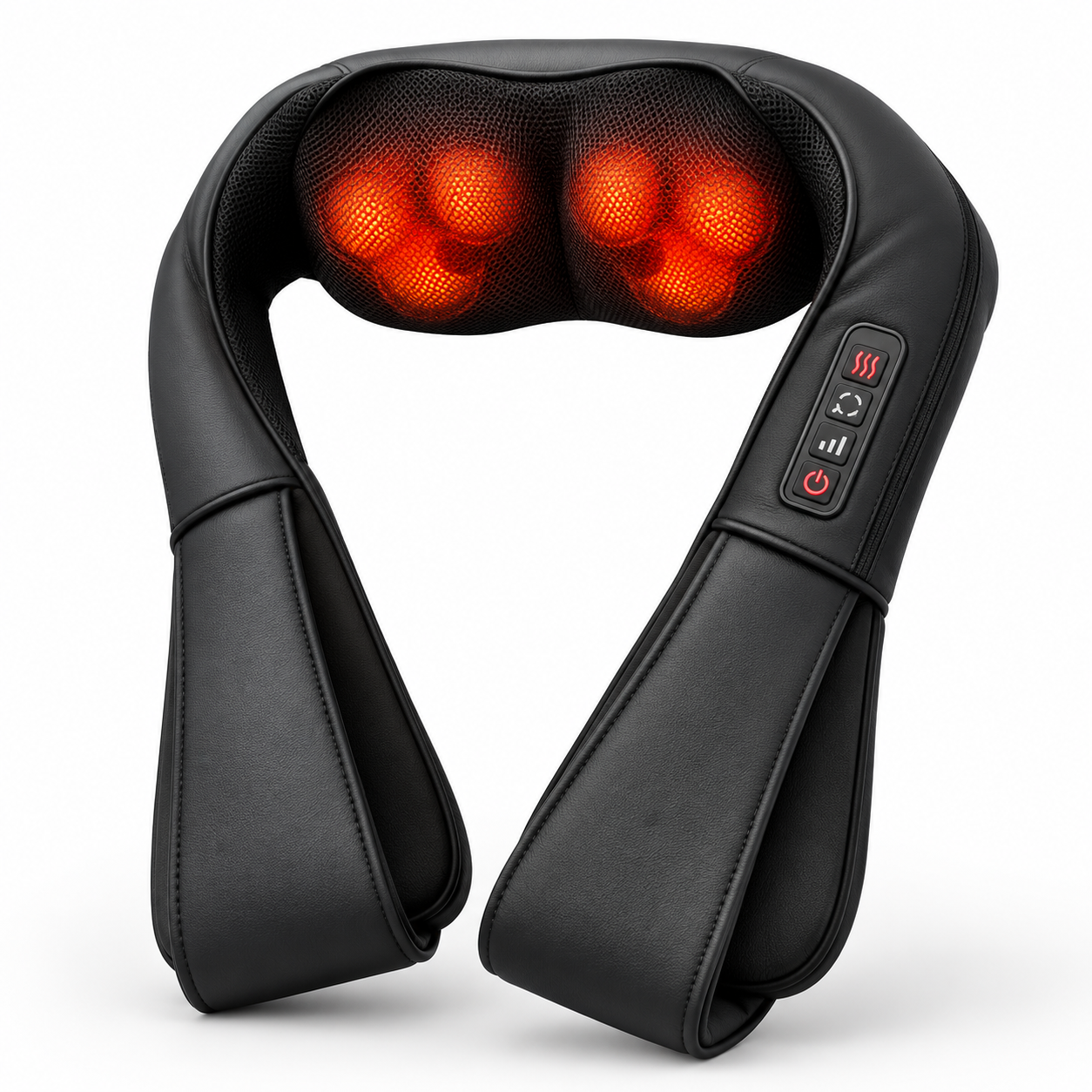 Heated Shiatsu neck and shoulder massager with deep-kneading massage nodes