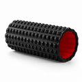 Black high-density foam roller with red core