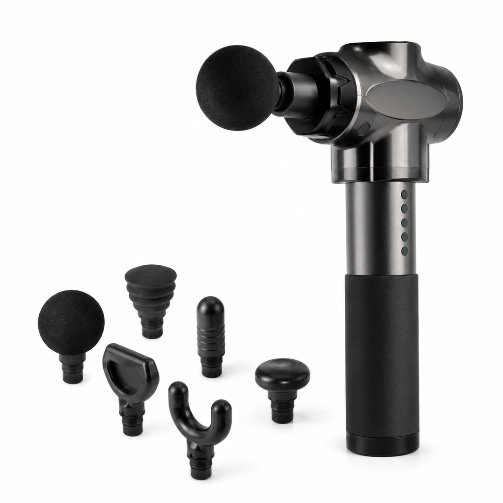 Massage gun set with interchangeable massage heads