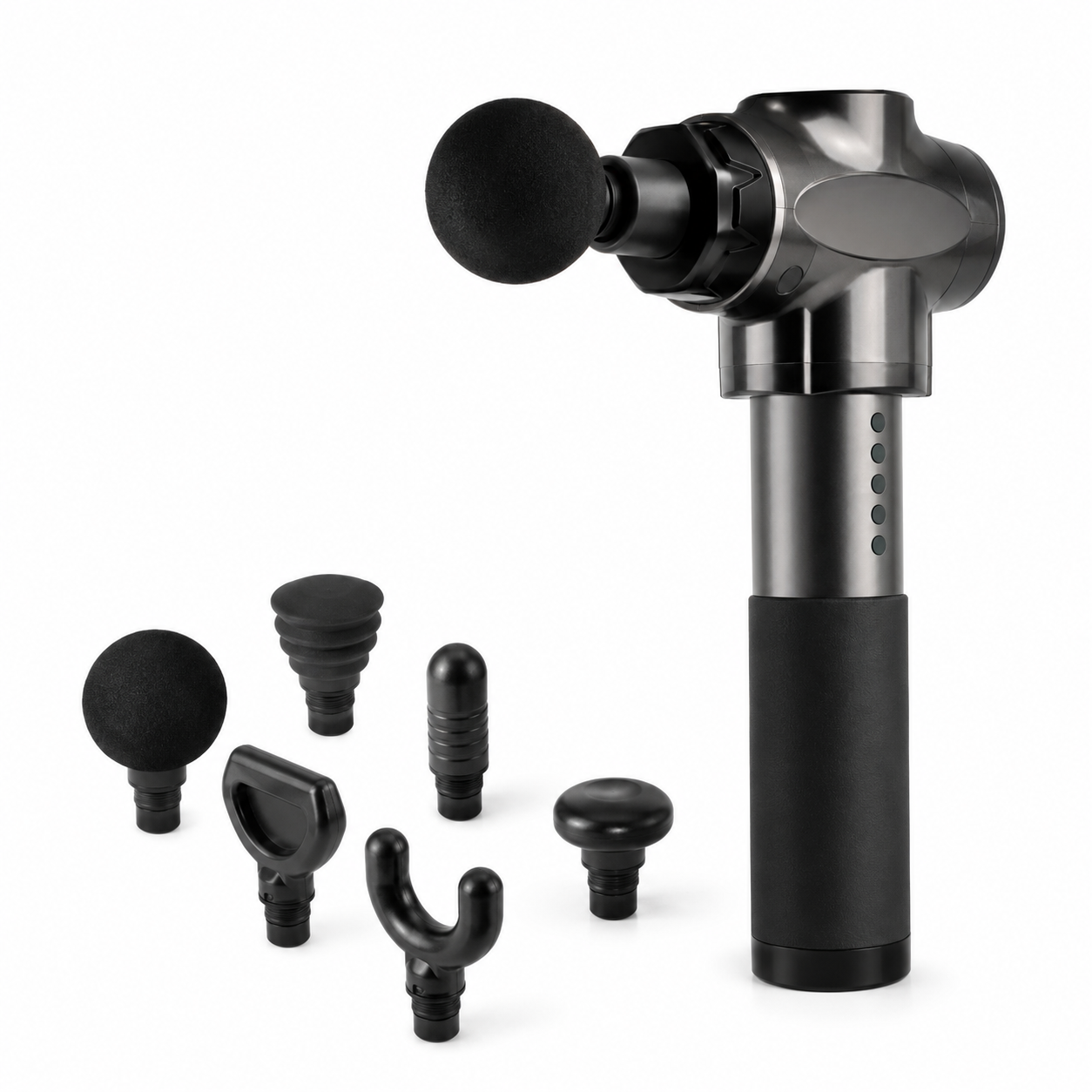 Massage gun set with interchangeable massage heads
