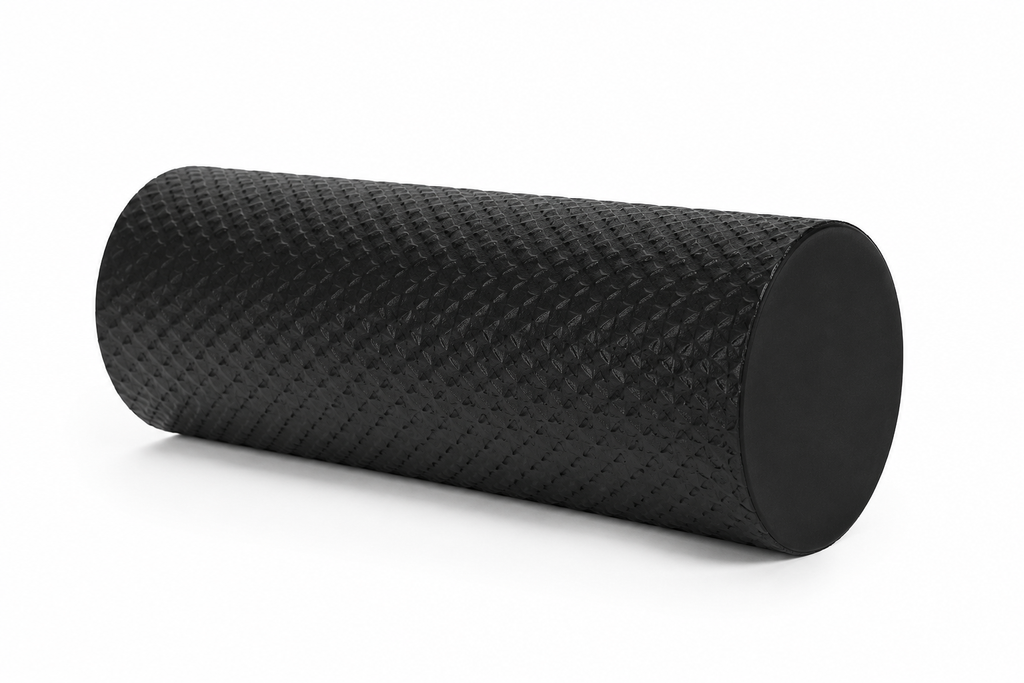 Black mini foam roller for muscle recovery and deep tissue massage