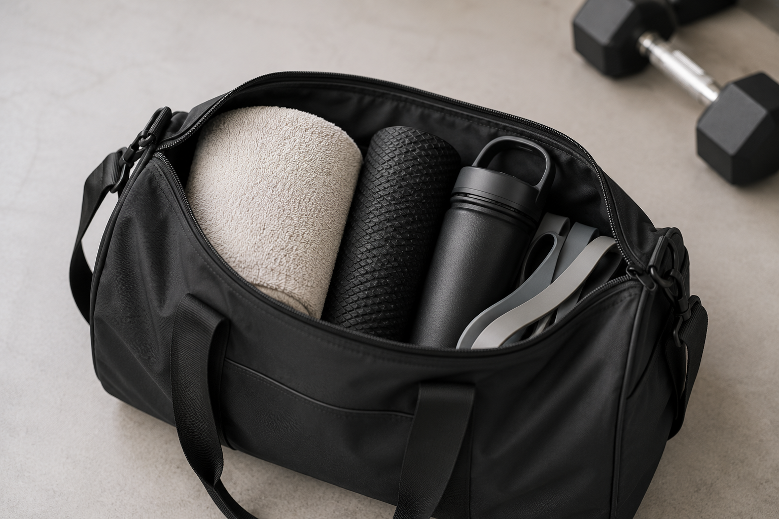 Portable mini foam roller packed in a bag for gym and travel