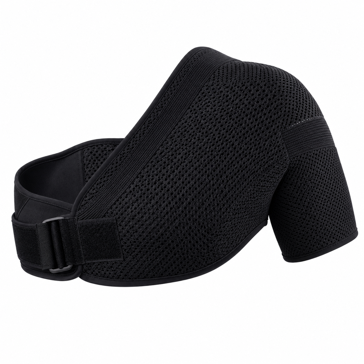 Black shoulder ice pack wrap with adjustable compression straps