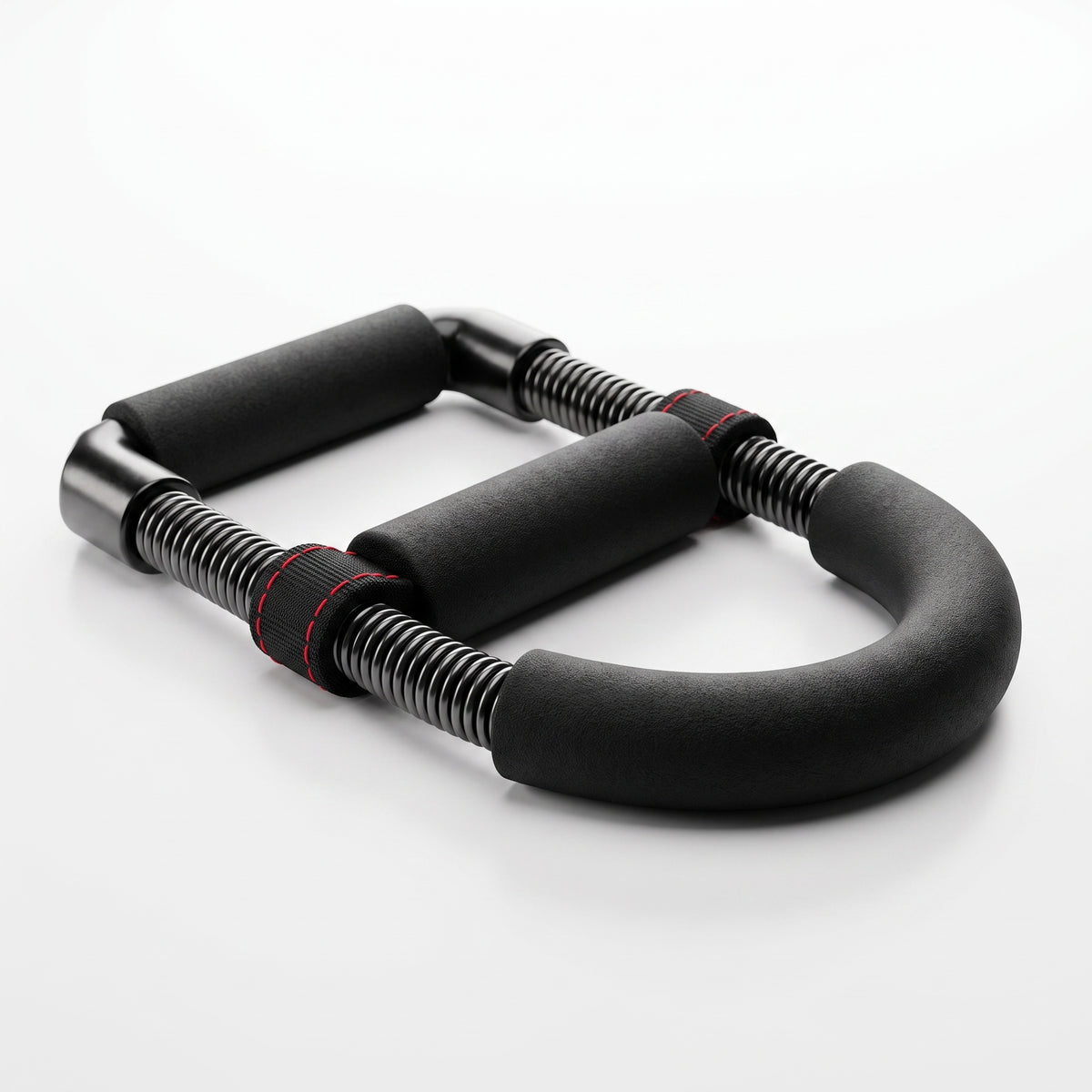 Black wrist and forearm strength trainer on a white background